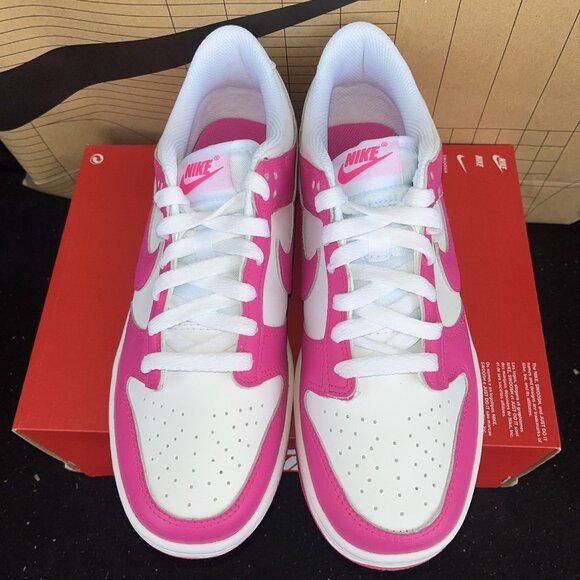 NEW Nike DUNK Low GS Laser Fuchsia Pink Barbie FB9109-102 Women Sz 8.5 / 7Y - Picture 3 of 6